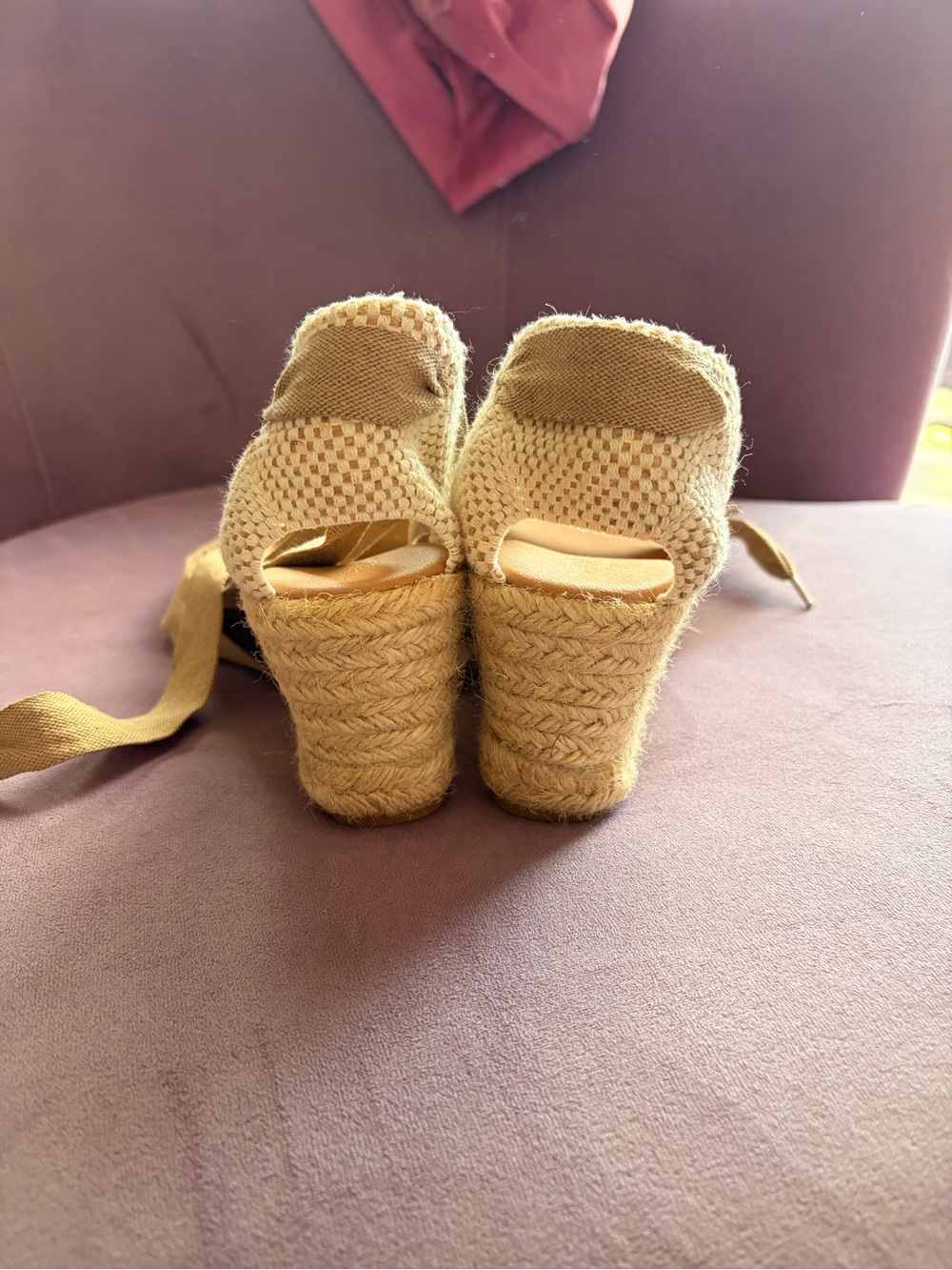 Classic Tie-Wrap Wedge Sandals in Tan - Picture 3 of 7